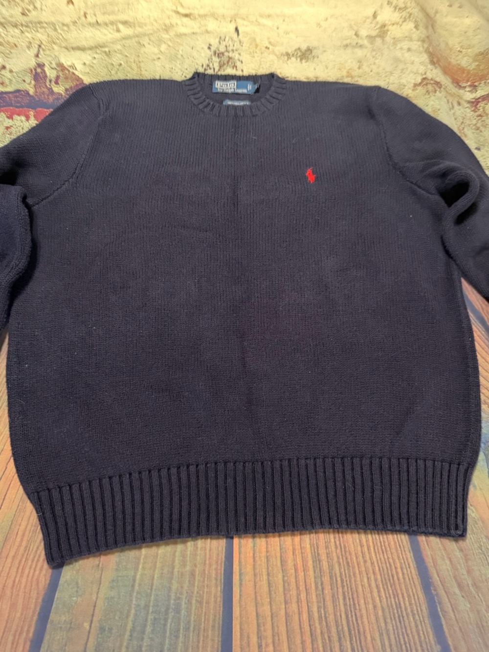 Vtg. 90’sPolo by Ralph Lauren Navy Crewneck Sweater with Red Pony